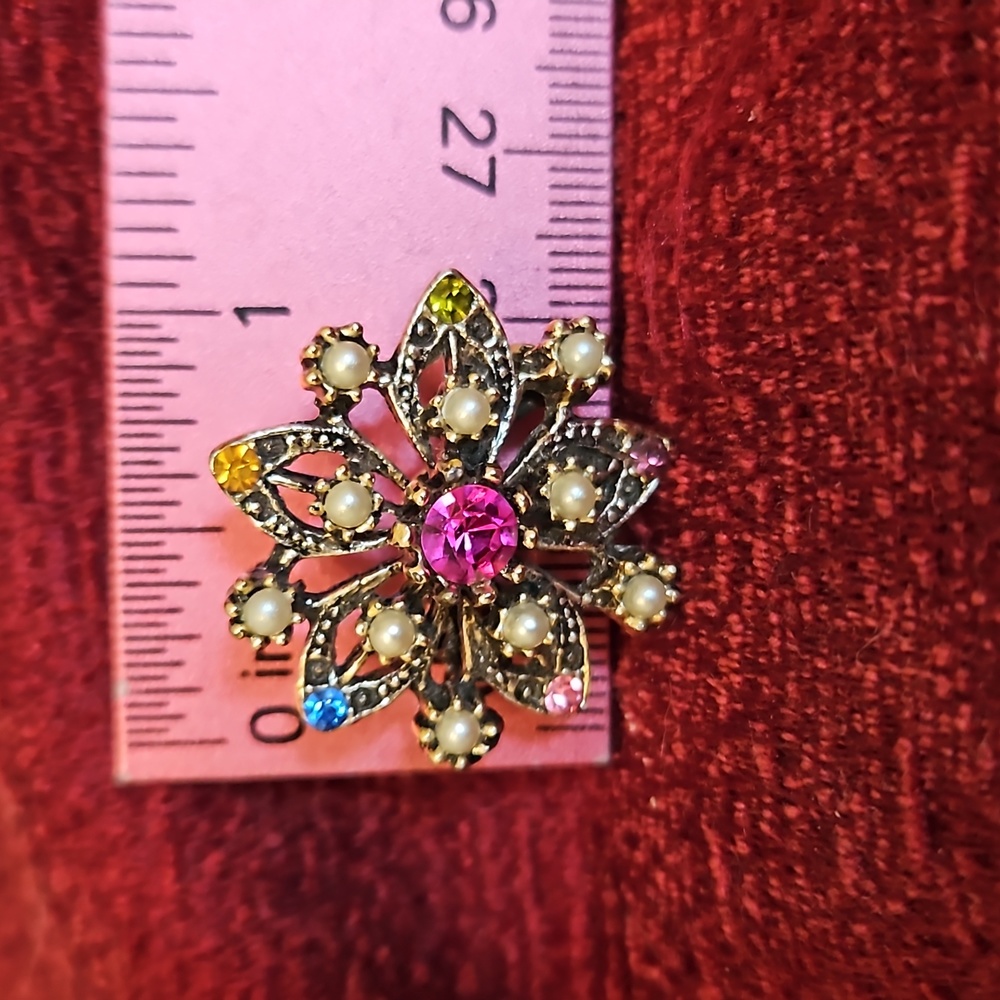 Vintage Pearl & Jewel Brooch Pin - Picture 4 of 4